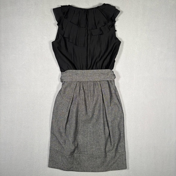 Red Valentino Dress Pleated Layered Womens Size 2 Black Ruffle Collar Wool Blend - Picture 16 of 16